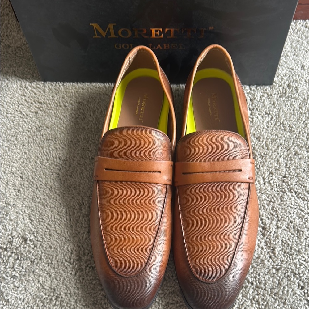 Jos. A. Bank(Moretti) Brown Leather Loafers Classic Slip-Ons